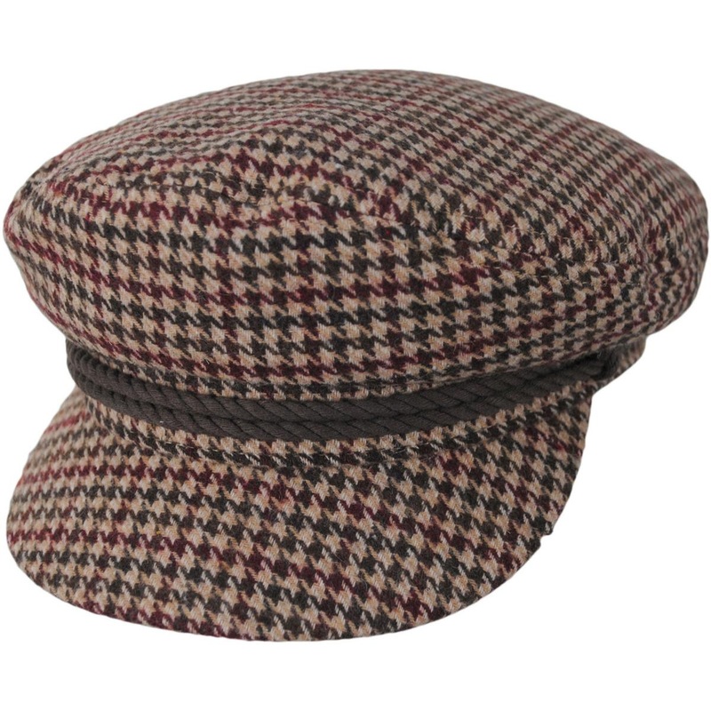 Wool Blend Houndstooth Fiddler Cap TIGER’S EYE/BROWN S