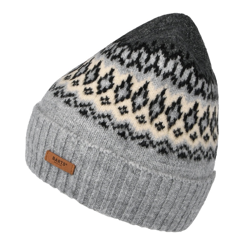 Barts Hats Gregoris Fair Isle Cuffed Beanie Hat – Heather Grey 1-Size