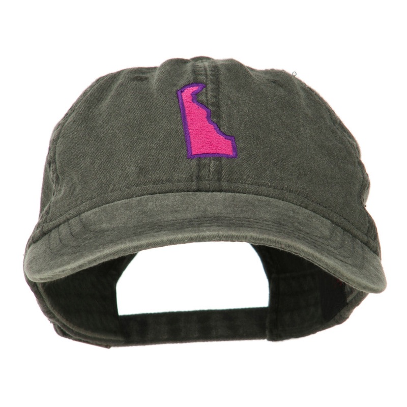 Delaware State Map Embroidered Washed Cap Black One Size