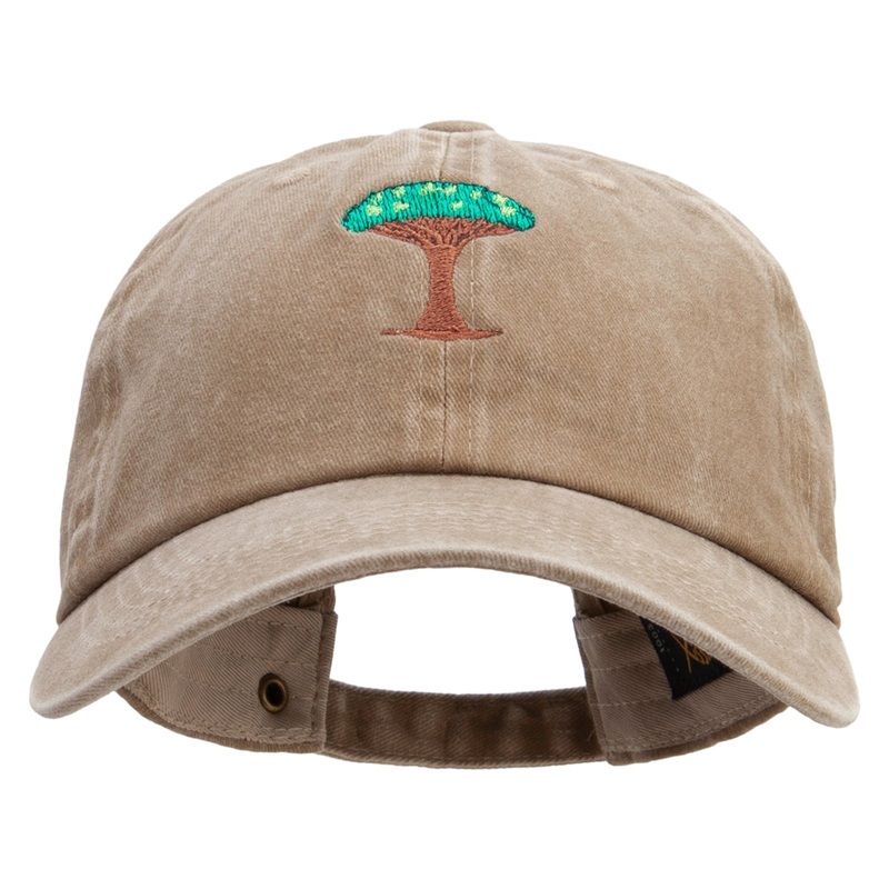 Dragon Blood Tree Embroidered Unstructured Pigment Dyed Cotton Cap Khaki One Size