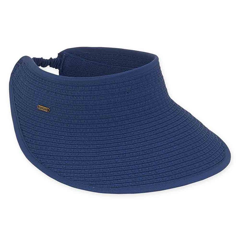 Embroidered Blue Ribbon Large Sun Visor – Sun ‘N’ Sand Hats Navy