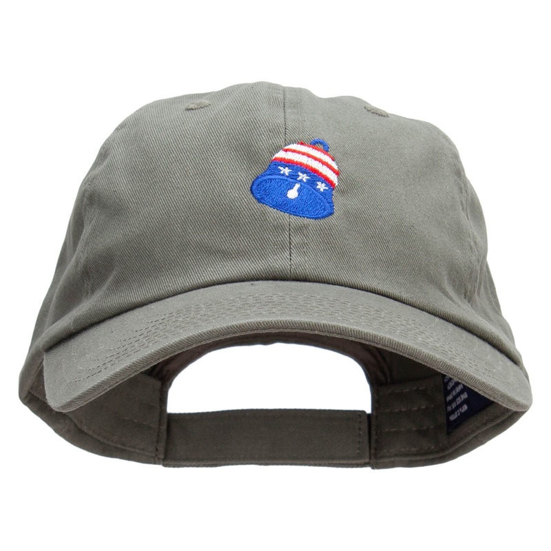 Flag Pattern Bell Embroidered Low Profile Dyed Cotton Twill Cap Olive One Size