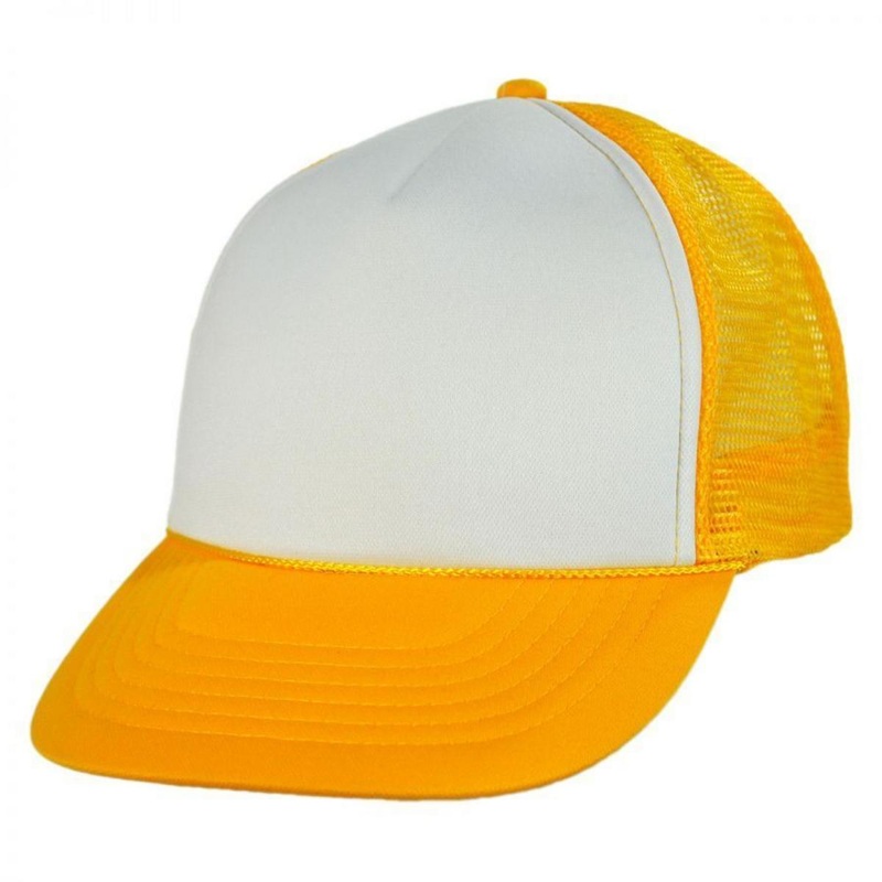 Foam and Mesh Trucker Snapback Baseball Cap WHITE/GOLD ADJUSTABLE