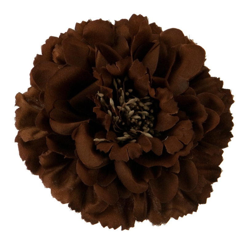 Multi Petal Flower with Pin and Clip Brown One Size