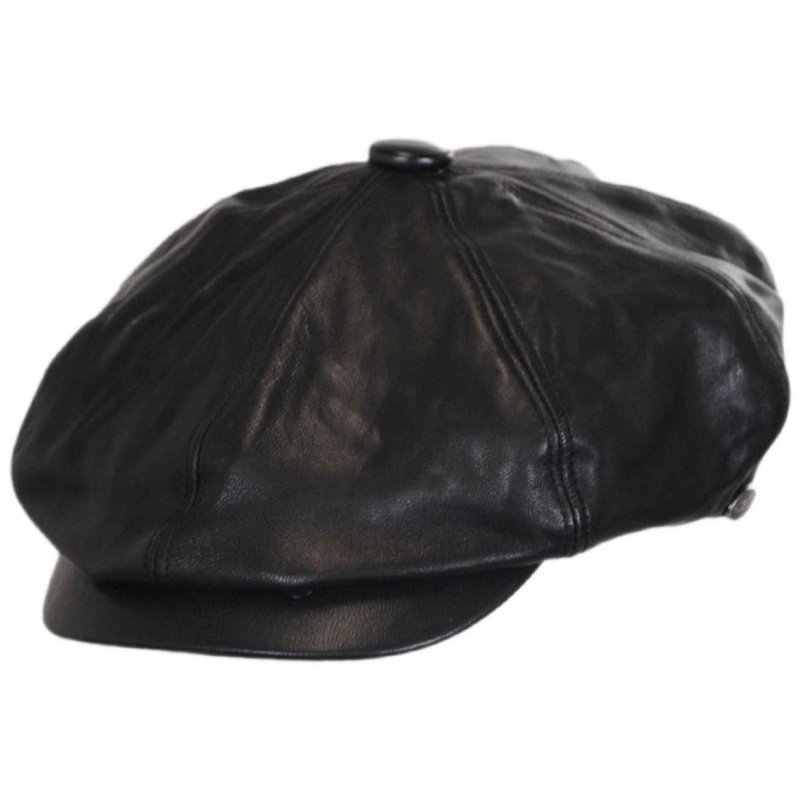 Noclin Leather Newsboy Cap BLACK S