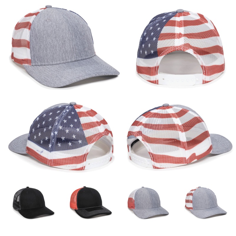Outdoor Cap OC771PM – Trucker Cap with Printed Mesh Back – OC771PM Black/Black USA