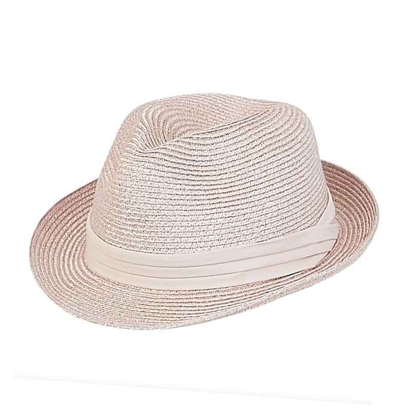 Petite Size Fedora Hat with Metallic Accent – Sunny Dayz Rose XS (54 cm)