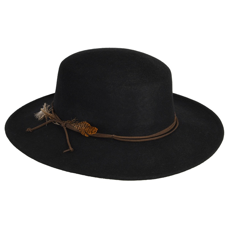 Scala Hats Dunia Wool Felt Boater Hat – Black 1-Size