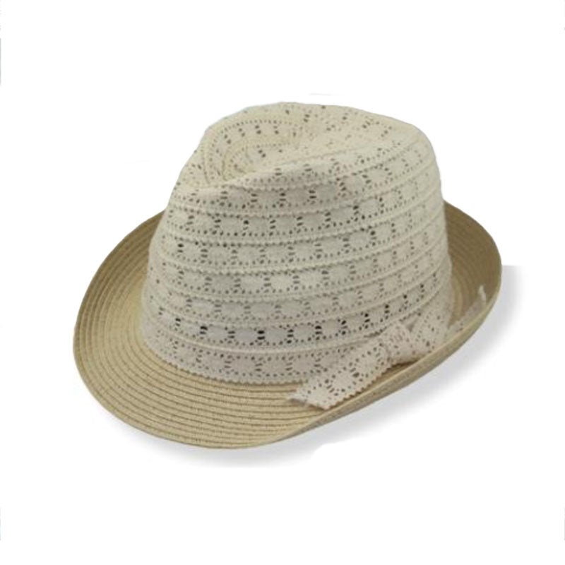 Small Heads Lace Crown Fedora Hat – JSA Petite Hats Tan Small (54 cm)