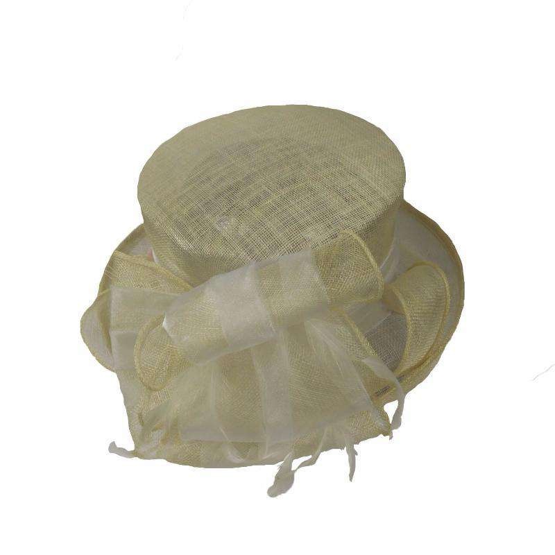 Upturned Brim Sinamay Dress Hat-White