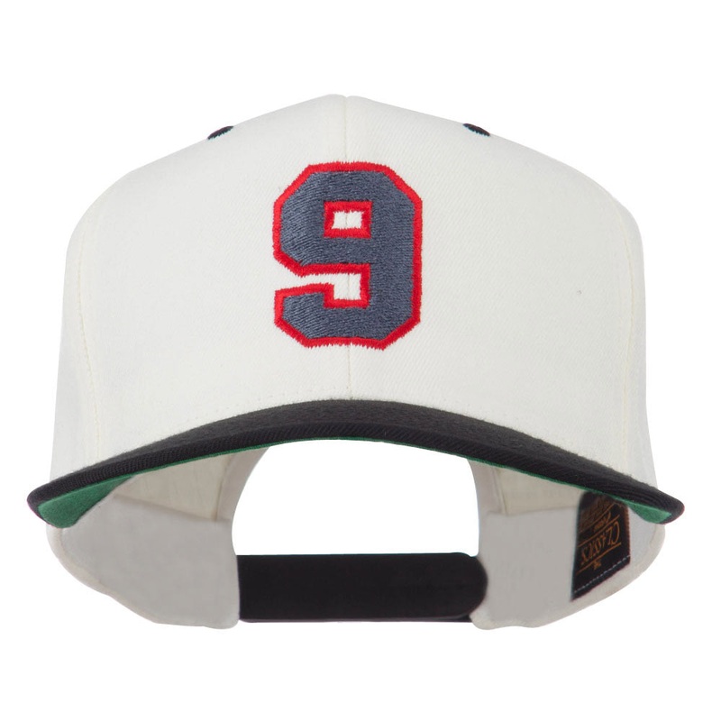 Athletic Number 9 Embroidered Classic Two Tone Cap Natural Black One Size