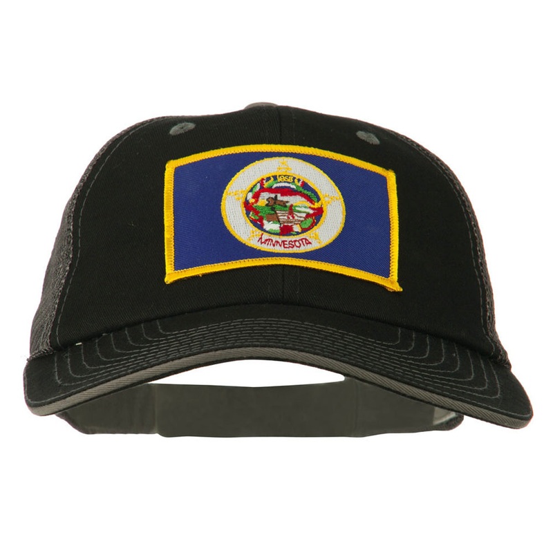 Big Mesh State Minnesota Patch Cap Black Grey XL-3XL