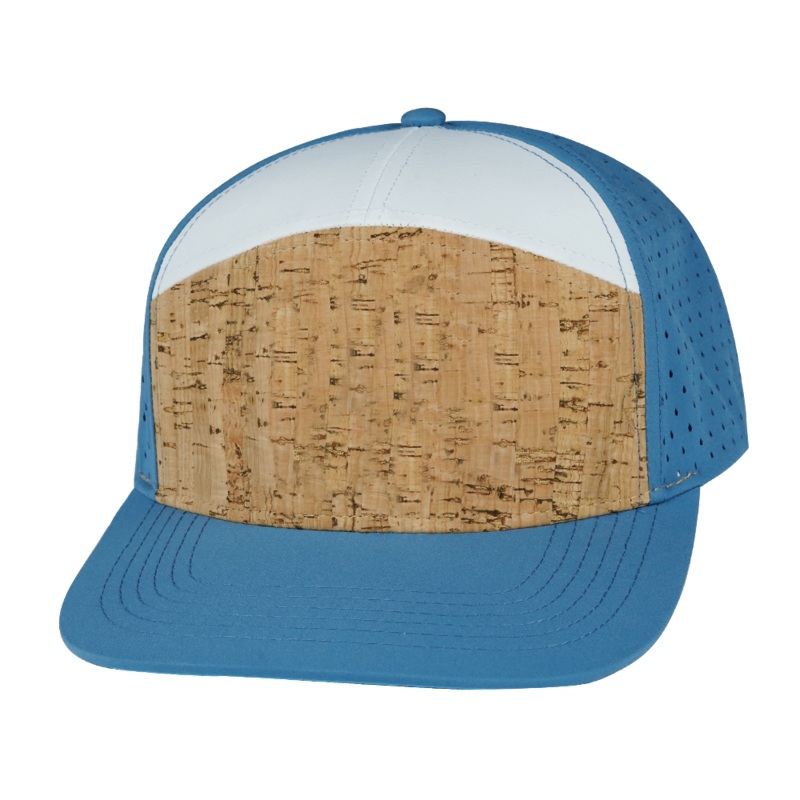 Blank – 7 Panel – Cork – Blue / White (Unisex) – Laser Mesh