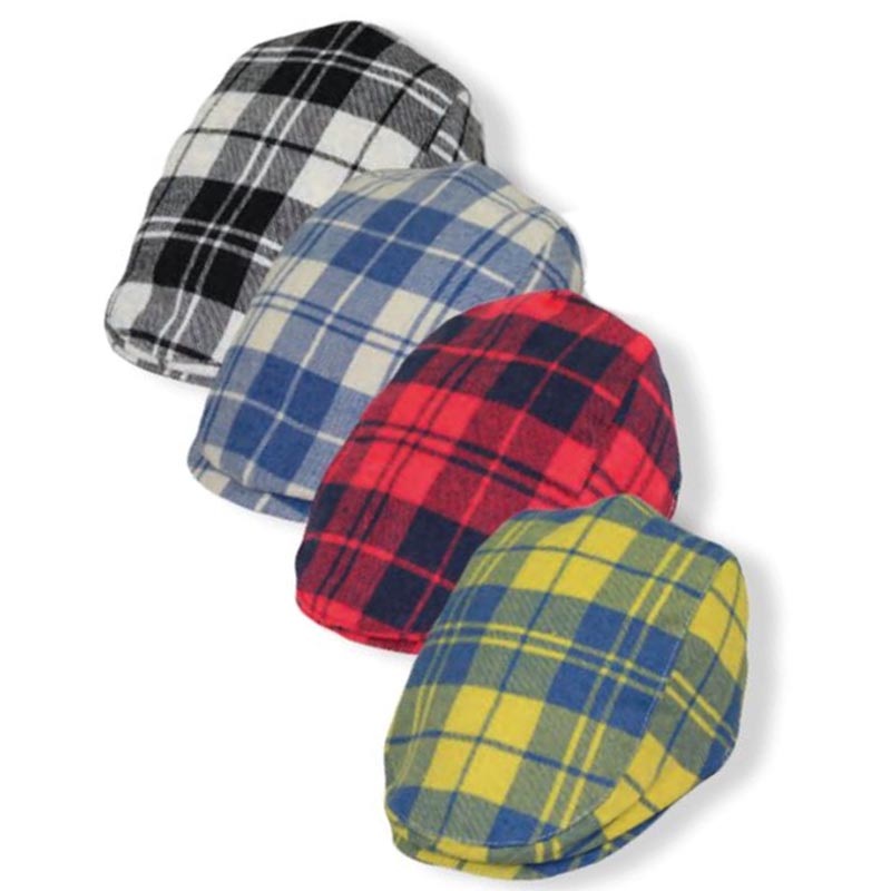 Boy’s Plaid Flannel Flat Cap – Jeanne Simmons Hats Black 4-6T