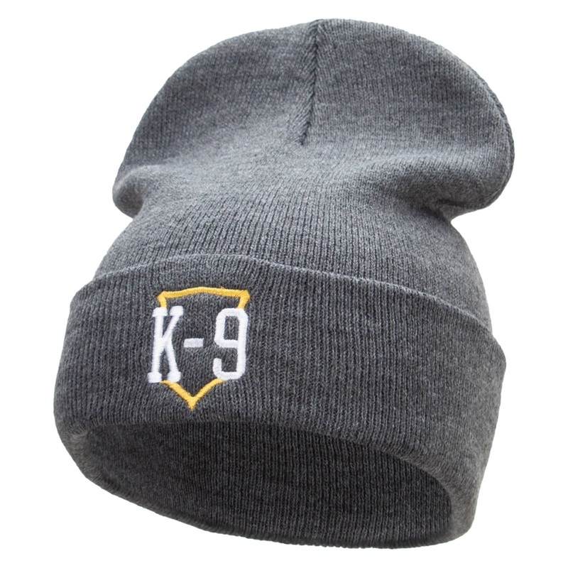 Canine Unit Embroidered 12 Inch Long Knitted Beanie Dk Grey One Size