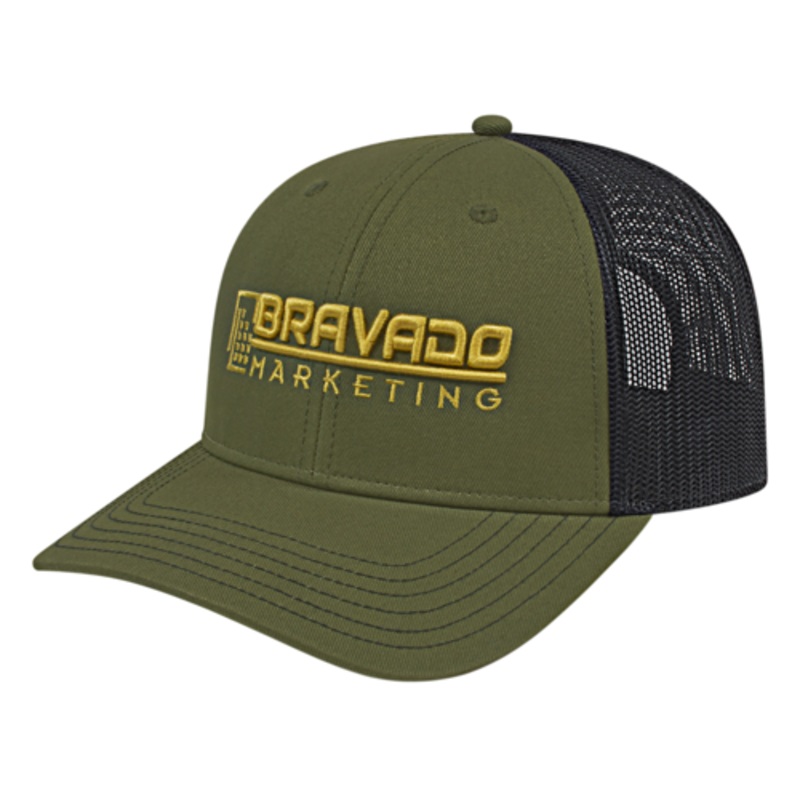 Cap America Custom Embroidered Hat with Logo – Trucker Mesh Back Cap i3028 White/Charcoal