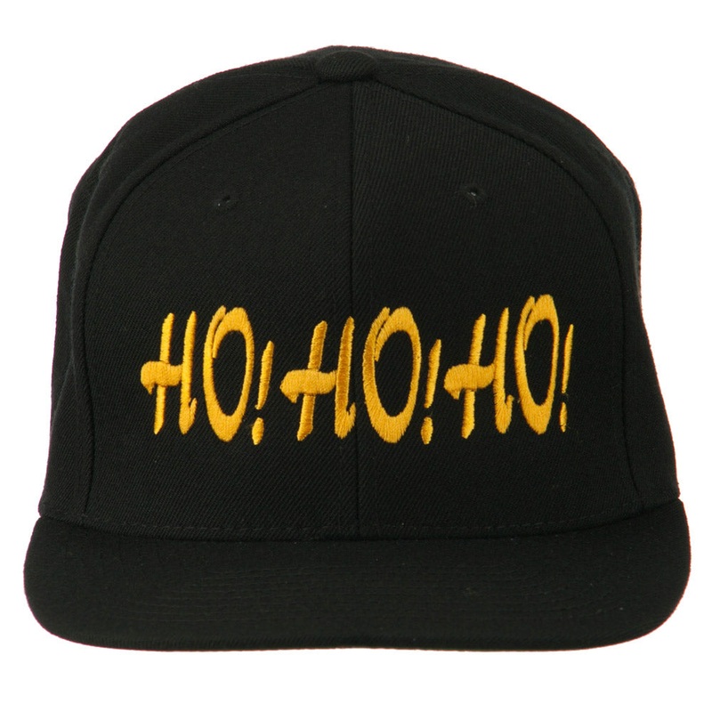 Christmas Letter Ho Ho Ho Embroidered Flat Bill Cap Black One Size