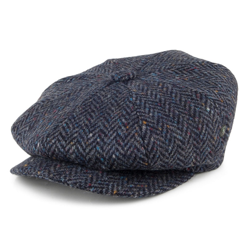 City Sport Herringbone Donegal Tweed Newsboy Cap – Blue-Navy S