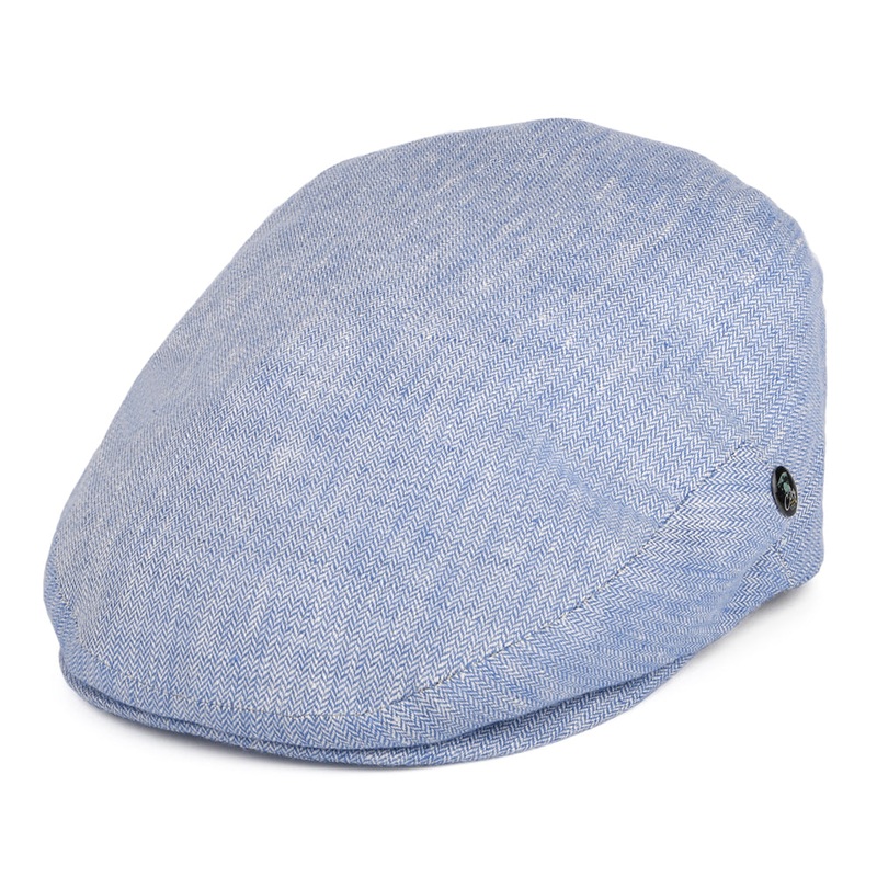 City Sport Micro-Herringbone Linen Flat Cap – Blue 55