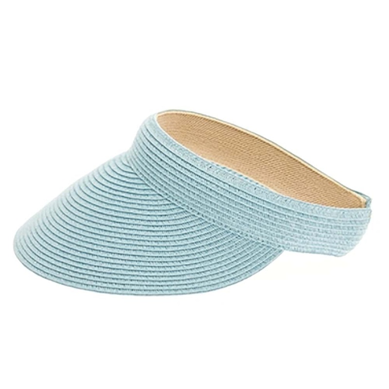 Comfort Band Pastel Colors Clip On Straw Sun Visor – Boardwalk Style Light Blue Medium (57 cm)