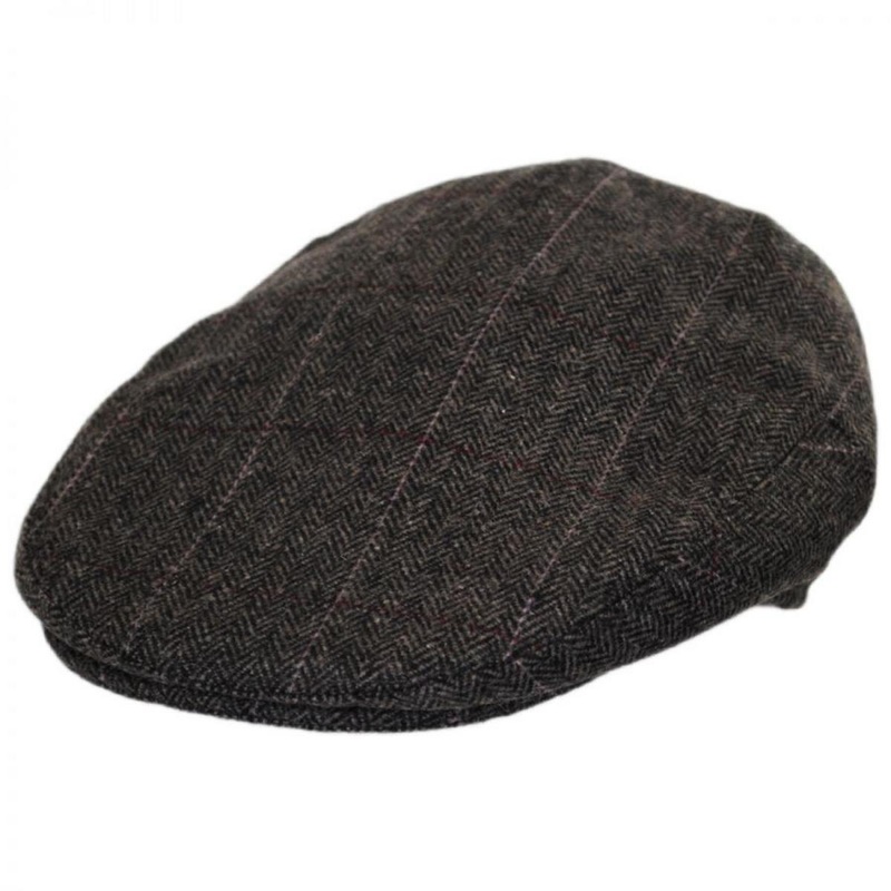 Euston Herringbone Plaid Wool Blend Ivy Cap MOCHA S