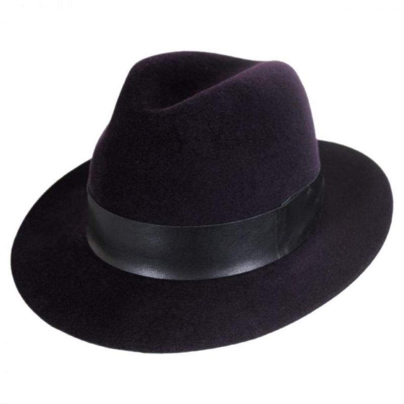 Flume Velour Fur Felt Fedora Hat AUBERGINE S