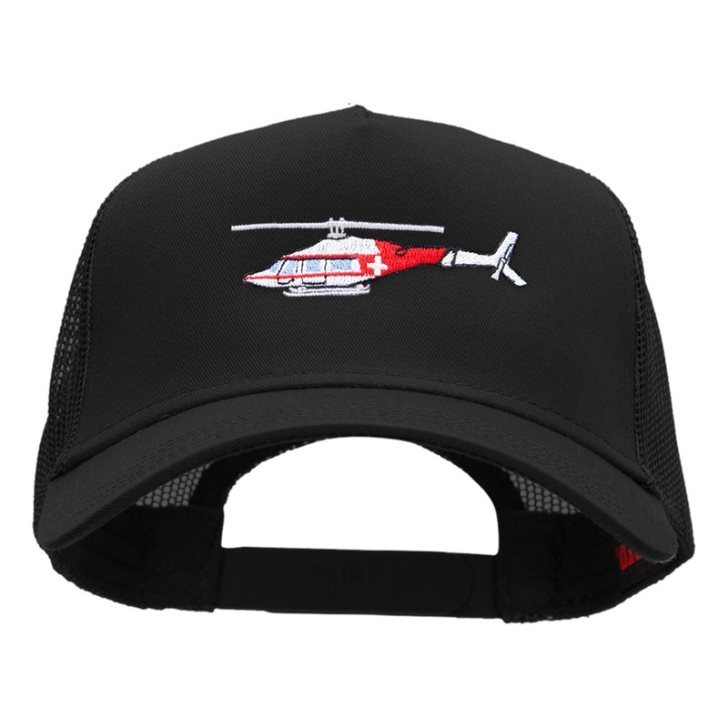 Helicopter Careflight Embroidered Cotton Mesh Trucker Cap Black One Size
