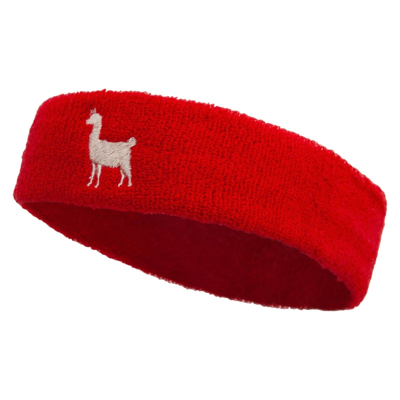 Lama Sihouette Embroidered Head Band (Terry) Red One Size