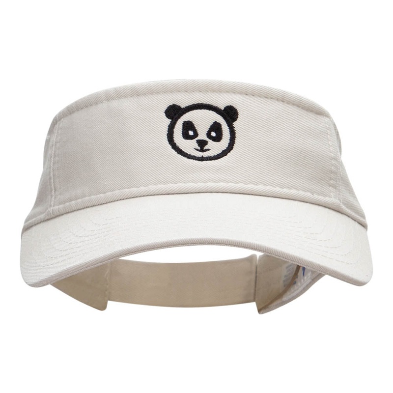 Panda Face Embroidered Cotton Twill Visor Stone One Size