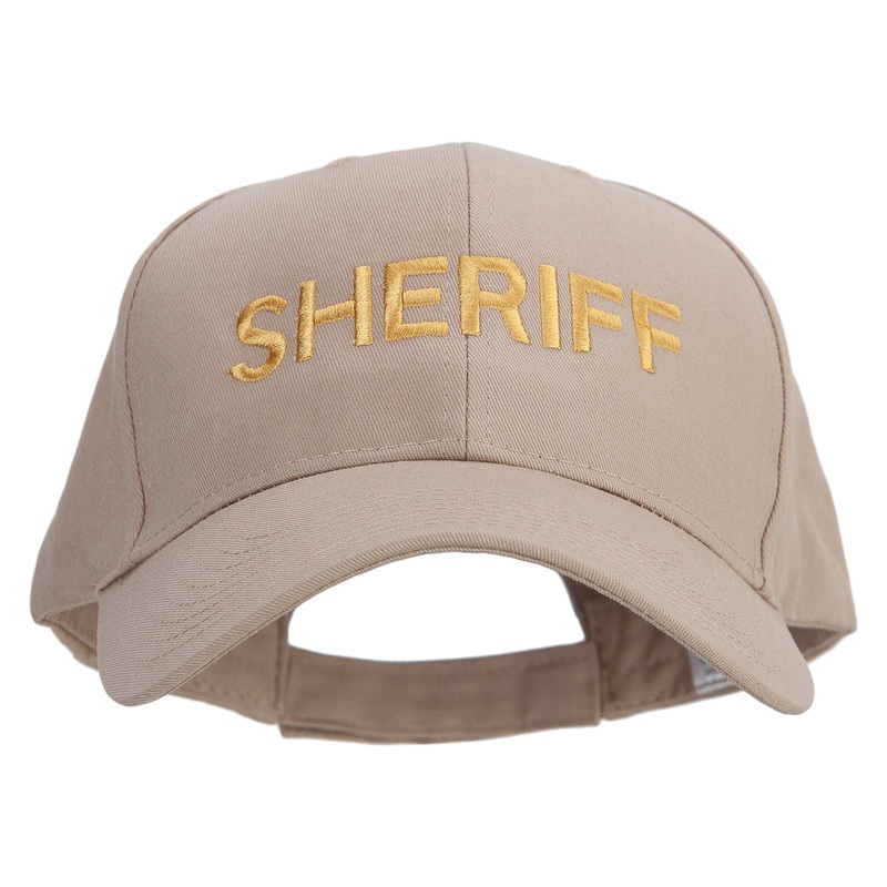 Sheriff Embroidered New Big Size High Profile Twill Cap Khaki XL-3XL