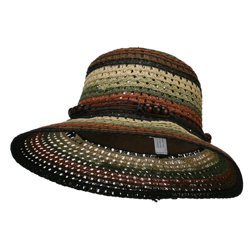 Stripe Braid Straw Sun Hat Sunset One Size