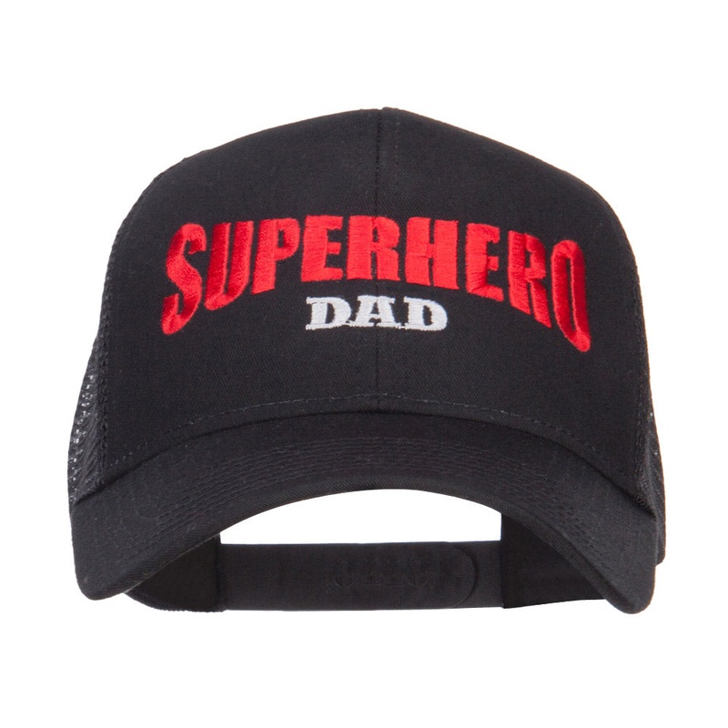 Superhero Dad Letters Embroidered Trucker Cap Black One Size