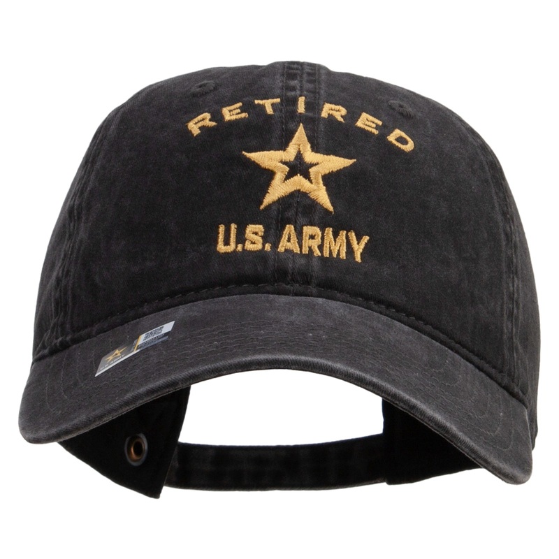 U.S. Army Retired Military Embroidered Washed Solid Pigment Dyed Cotton Twill Brass Buckle Cap Olive One Size