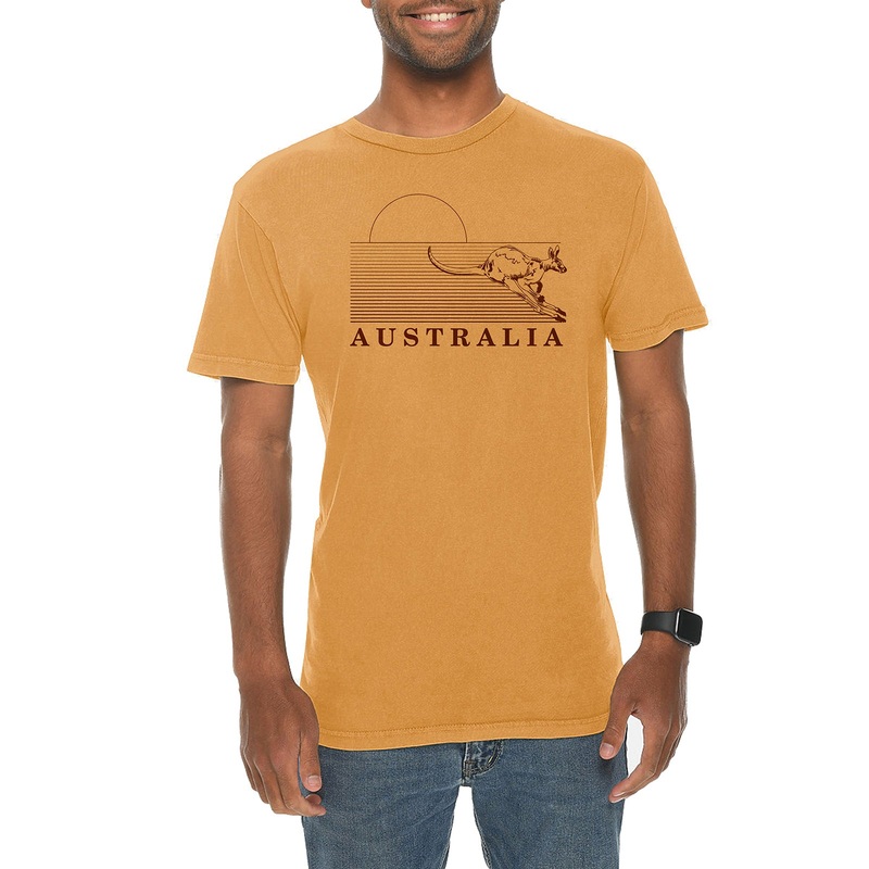 Australia Kangaroo Graphic Design Vintage Crewneck Tee Vintage Mustard XS
