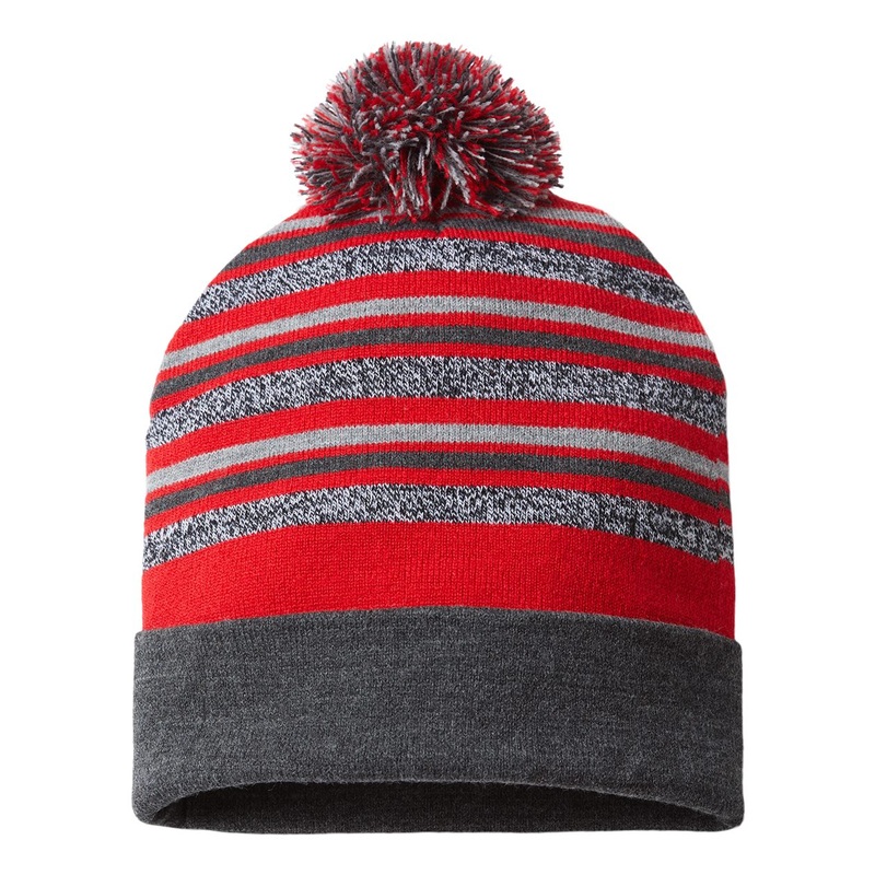 Cap America RKL12 USA-Made Striped Beanie Knit Cap Black