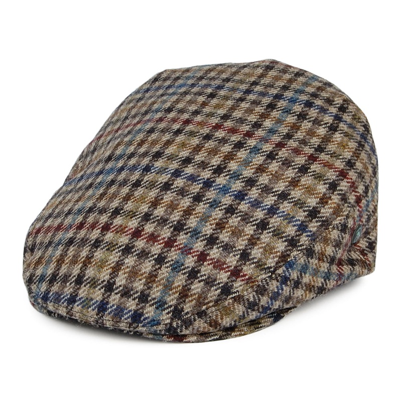 City Sport Check Virgin Wool Flat Cap – Tan-Blue 55