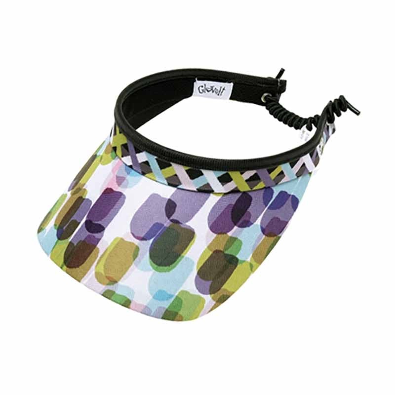 Geo Mix Print Golf Sun Visor with Coil Lace by GloveIt Purple
