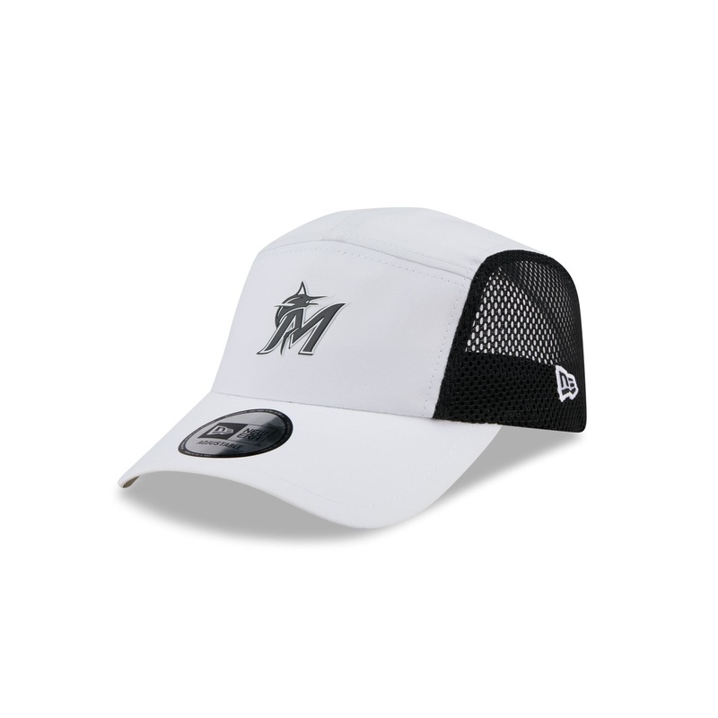 Miami Marlins White Poly Runner Adjustable Hat One Size