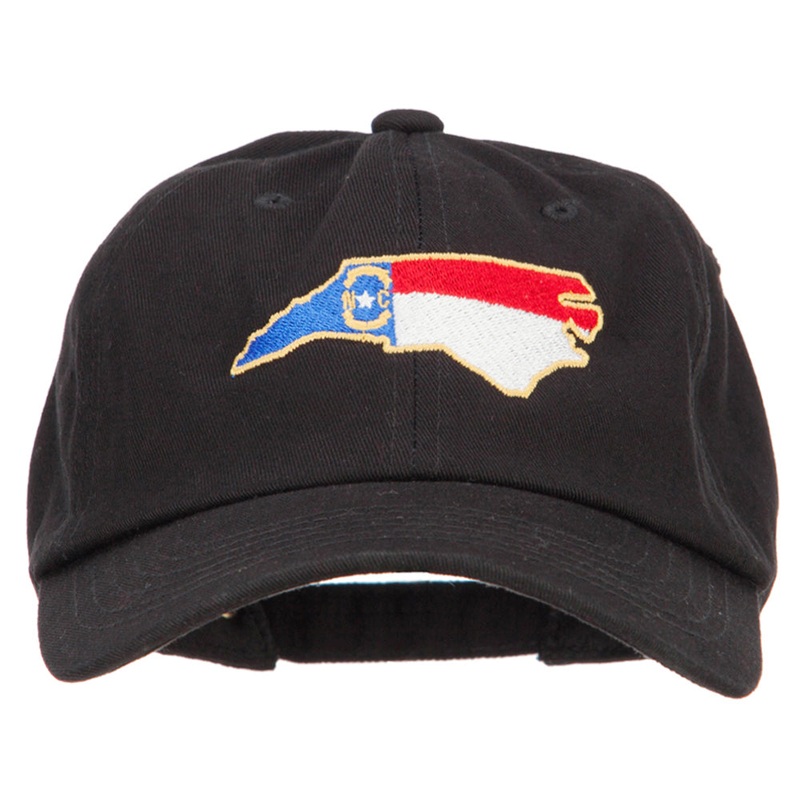 North Carolina State Flag Map Embroidered Unstructured Washed Cap Black One Size