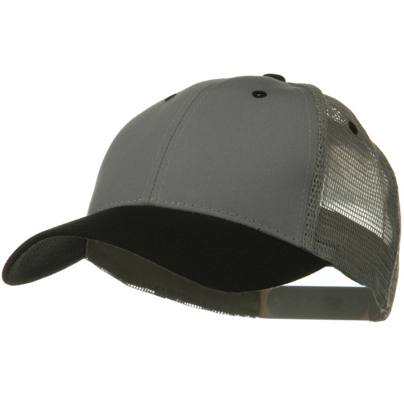 2 Tone Cotton Twill Low Profile Nylon Mesh Back Cap Navy Grey One Size