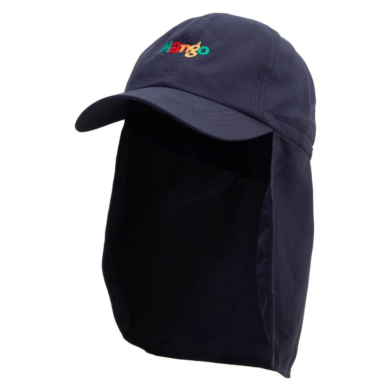 Colorful Mango Embroidered Flap Hats Navy One Size