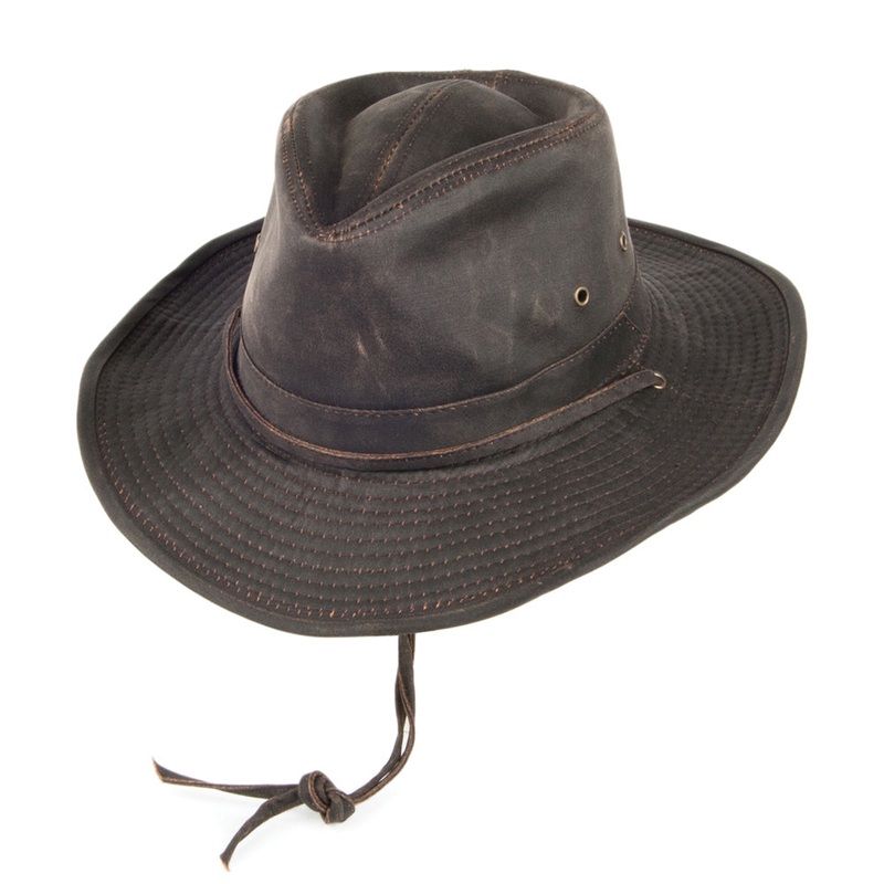 Dorfman Pacific Hats Weathered Cotton Outback Hat – Brown S