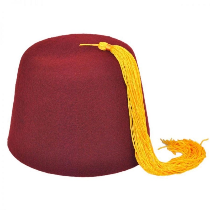 Maroon Wool Fez with Gold Tassel MAROON S