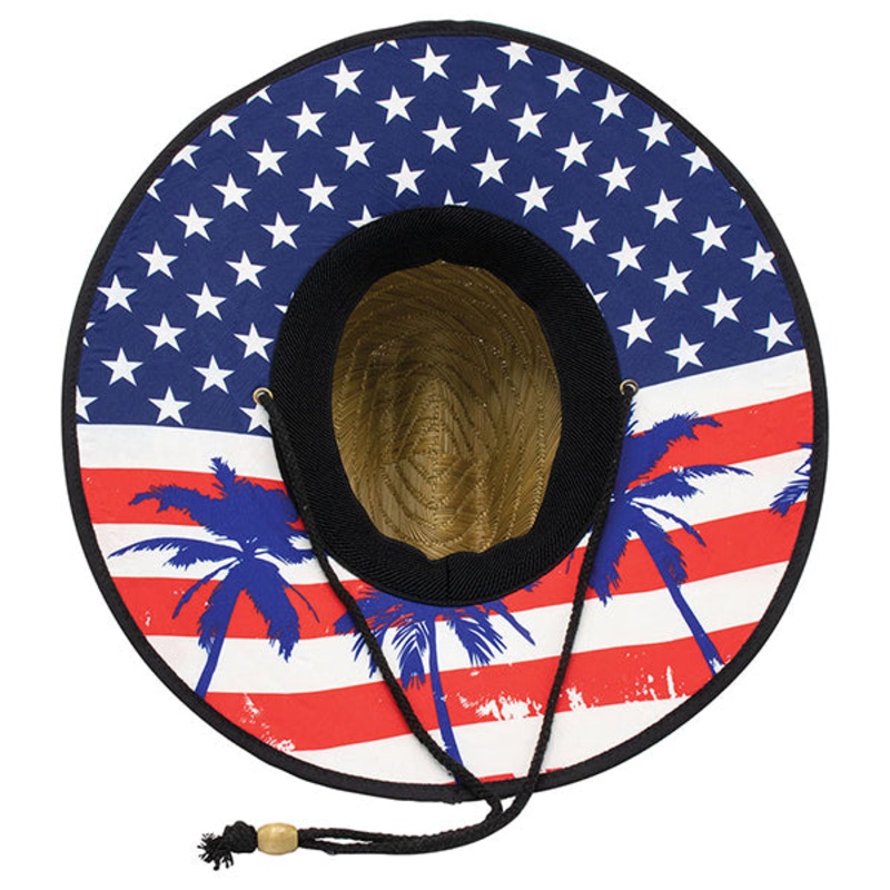 Mega Cap 8030C Lifeguard Straw Hat Natural-Flag