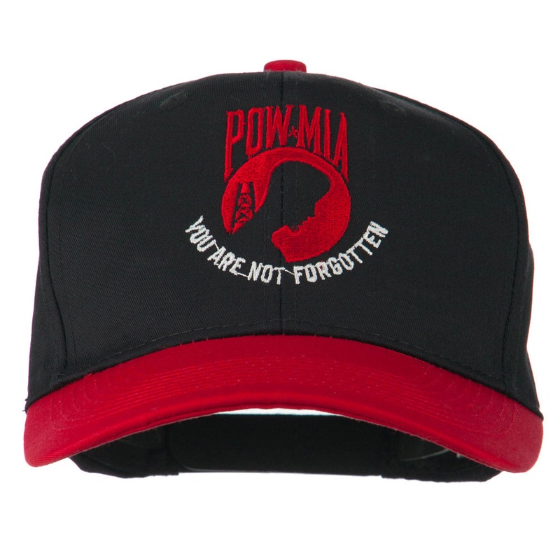Pow Mia Logo Embroidered Two Tone Cap Red Black One Size