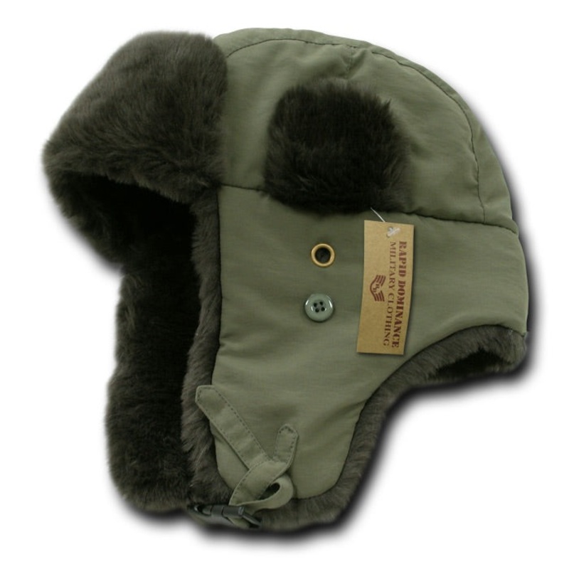 Rapid Dominance R06 Aviator Hat Faux Fur Trapper Hat Bomber Hat Olive S/M