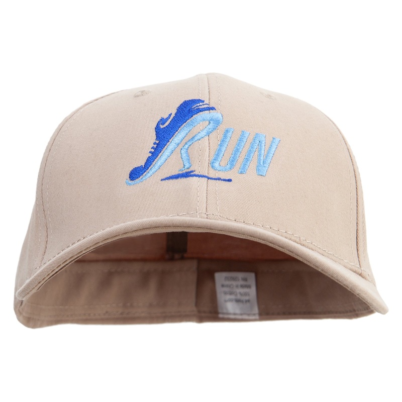 Running Shoes Embroiderd Big Size Stretchable Deluxe Fitted Cap Khaki XL-2XL