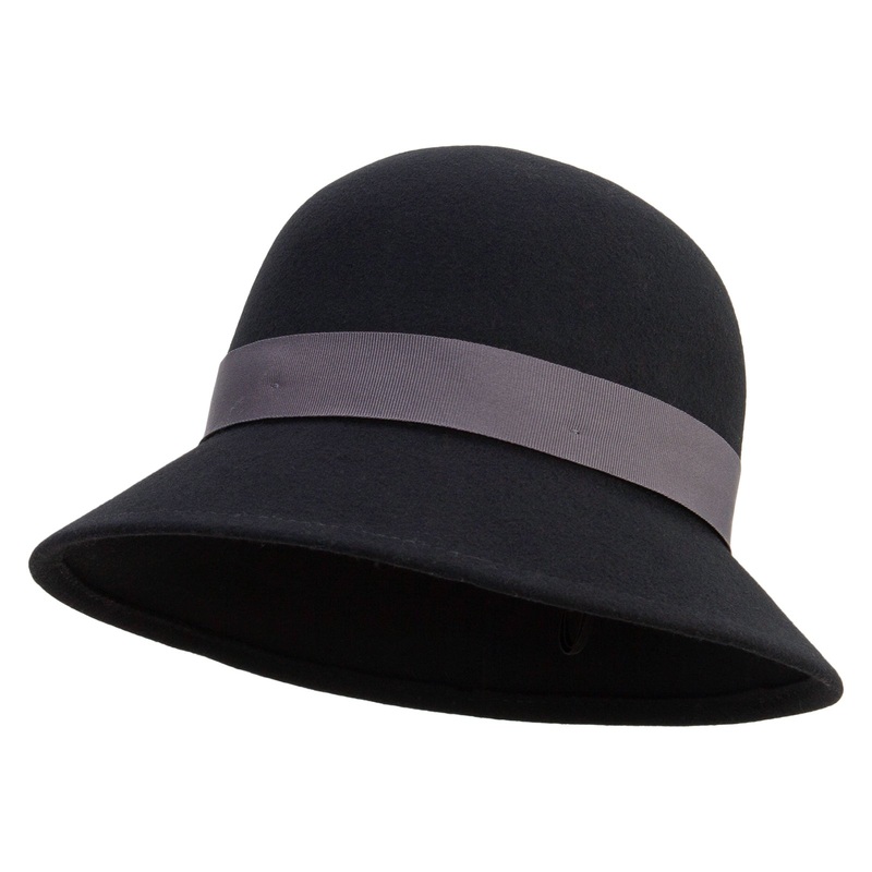 Women’s Slanted Brim Cloche Hat Black One Size