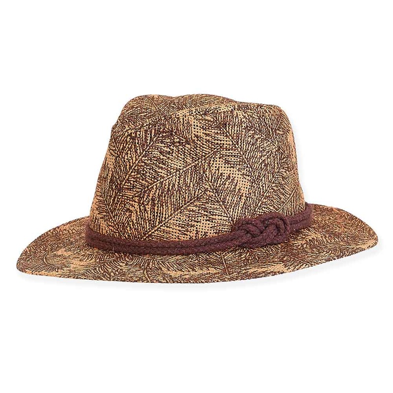 Cash Palm Printed Toyo Fedora for Small Heads – Sunny Dayz Brown Small (53.5 cm)