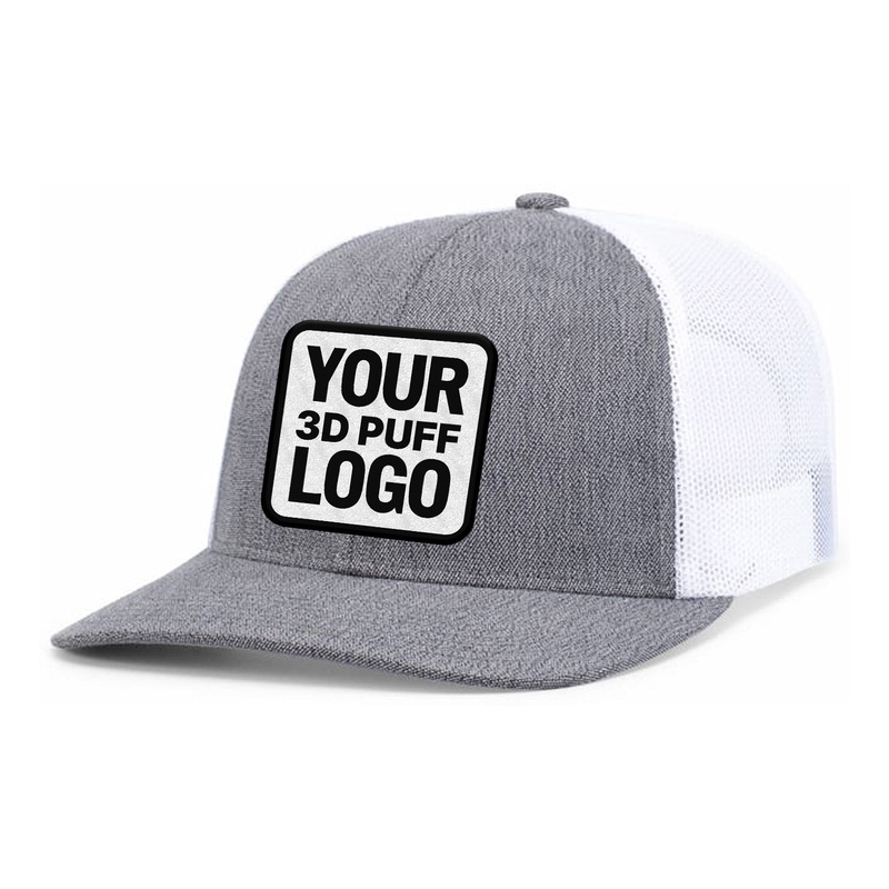 Custom Embroidered Pacific Headwear 210C Melange Heather Low-Profile Trucker Hat – 3D Embroidery Grey Heather/White/Grey Heather 3D Embroidery